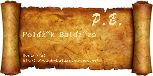 Polák Balázs névjegykártya